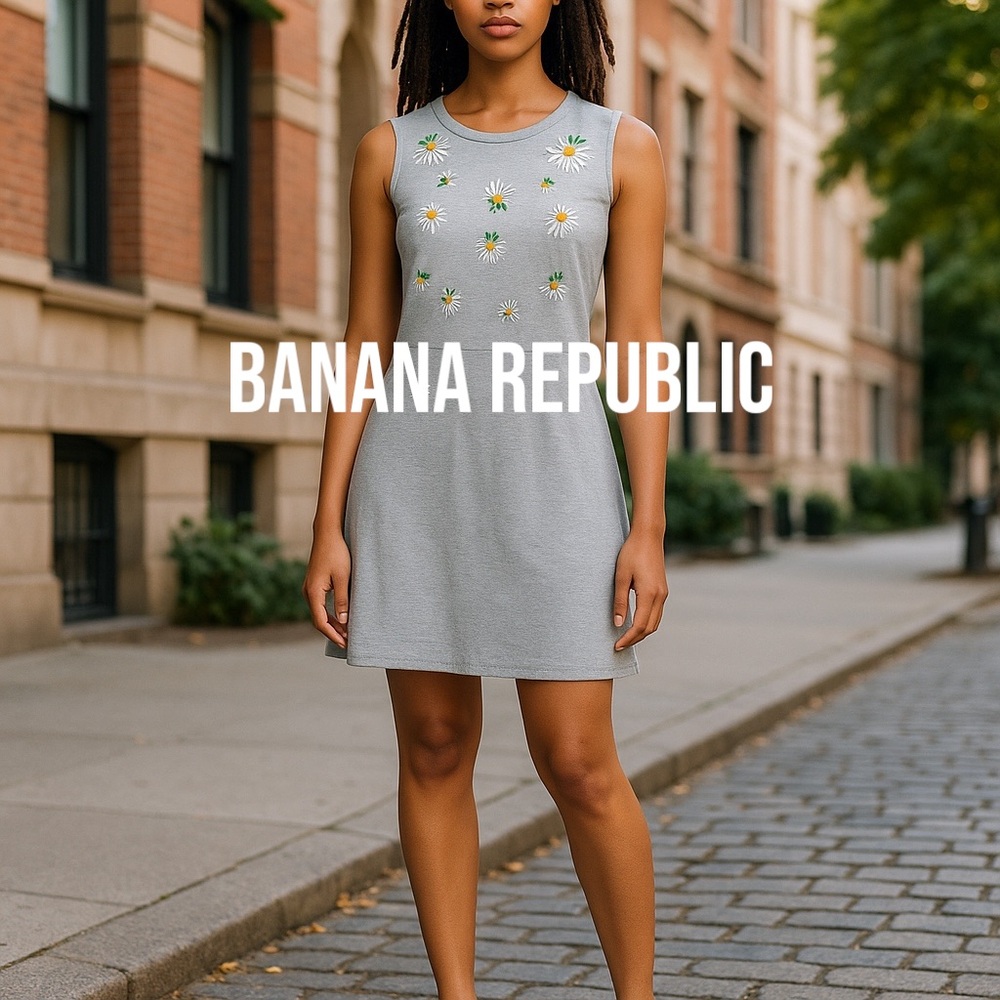 Banana Republic Heather Gray Pineapple Jewel Dress Embellished Sheath Dress Sz 8